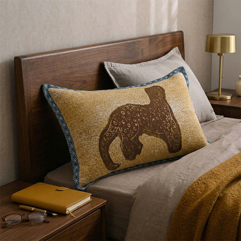 Kissenbezüge mit Leopardenmuster im Bohème-Jacquard-Stil (2 Stück)