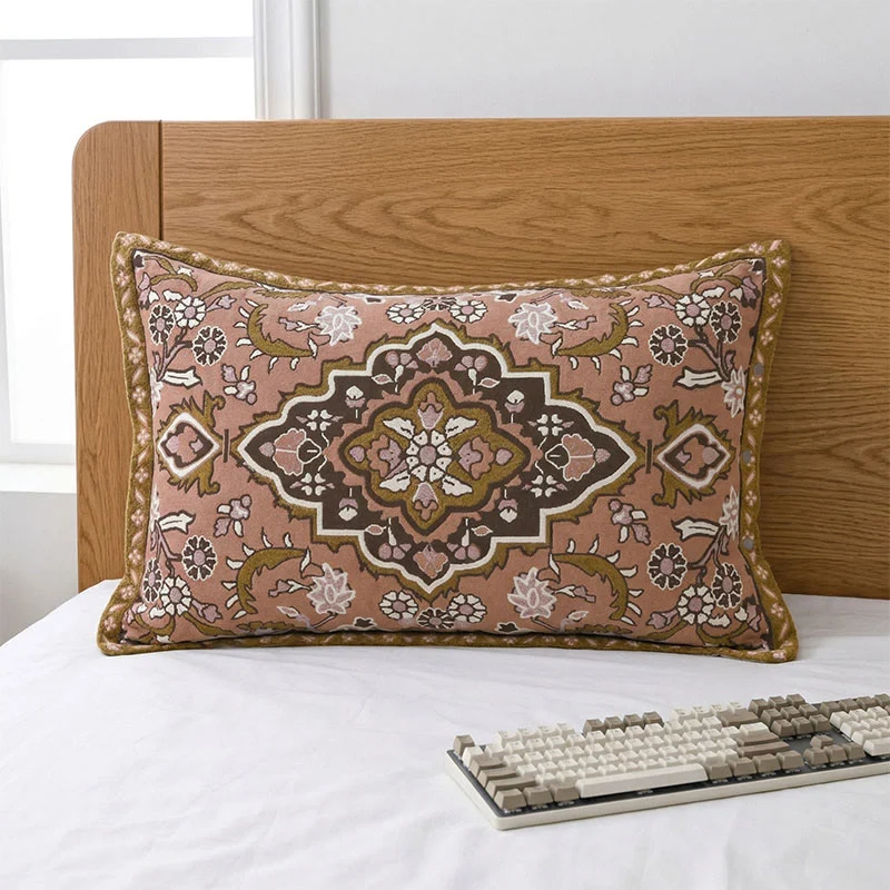 Kissenbezüge mit Knöpfen im Bohemian-Jacquard-Stil (2 Stück)