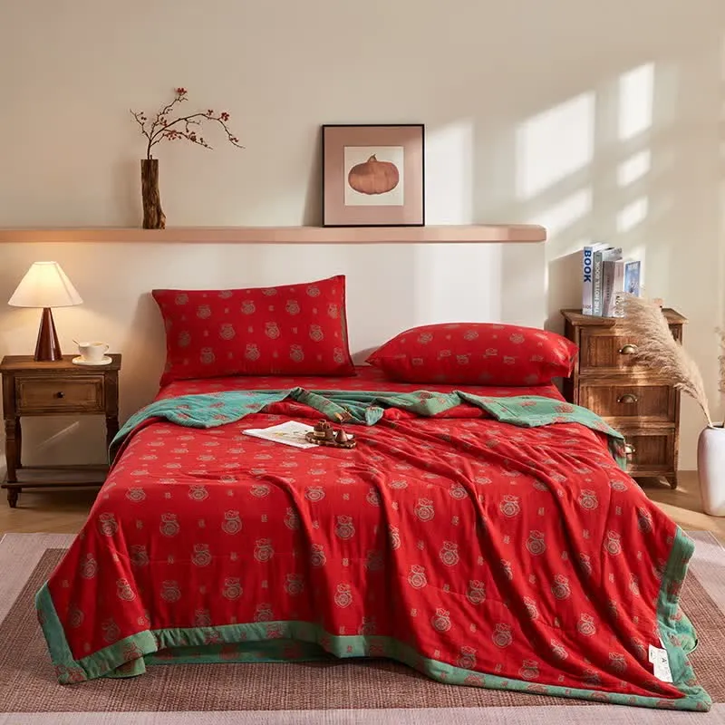 Baumwollgaze-Glücksbeutel-Jacquard-Steppdecke