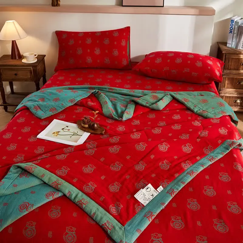 Baumwollgaze-Glücksbeutel-Jacquard-Steppdecke