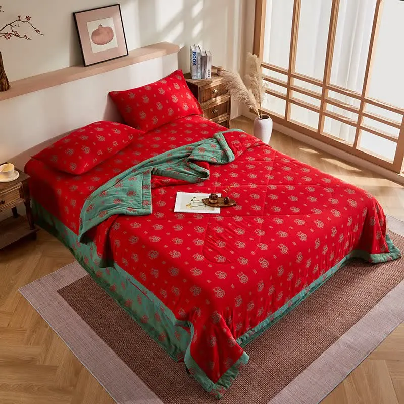 Baumwollgaze-Glücksbeutel-Jacquard-Steppdecke