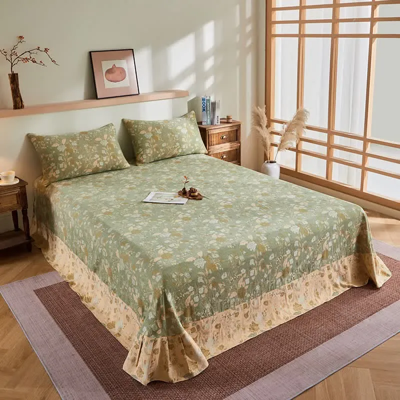 Baumwollgaze-Jacquard-Steppdecke mit Blumenmuster und Blättern