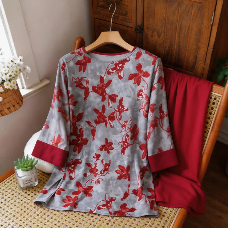 Vintage Loungewear-Set mit Blumenmuster im orientalischen Stil