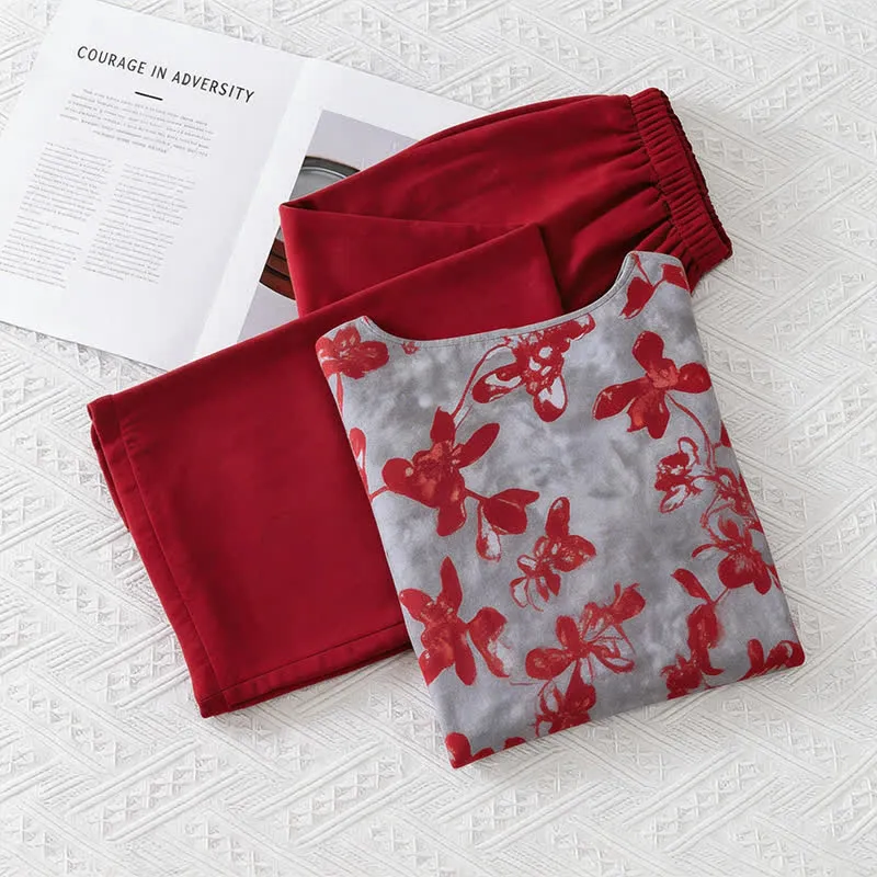 Vintage Loungewear-Set mit Blumenmuster im orientalischen Stil