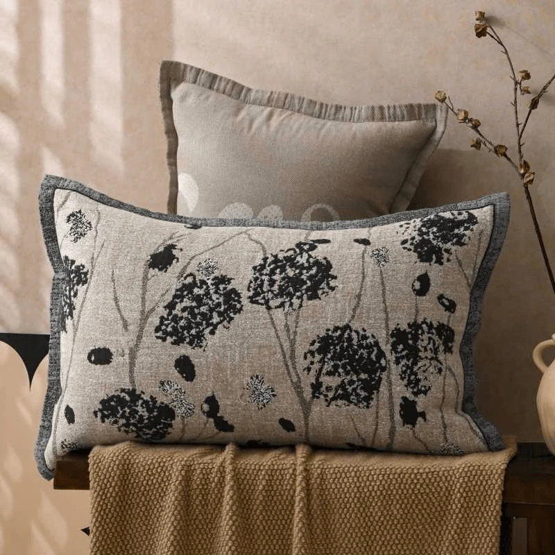 Kissenbezüge aus Baumwoll-Jacquard mit Blumenmuster und Knöpfen (2 Stück)