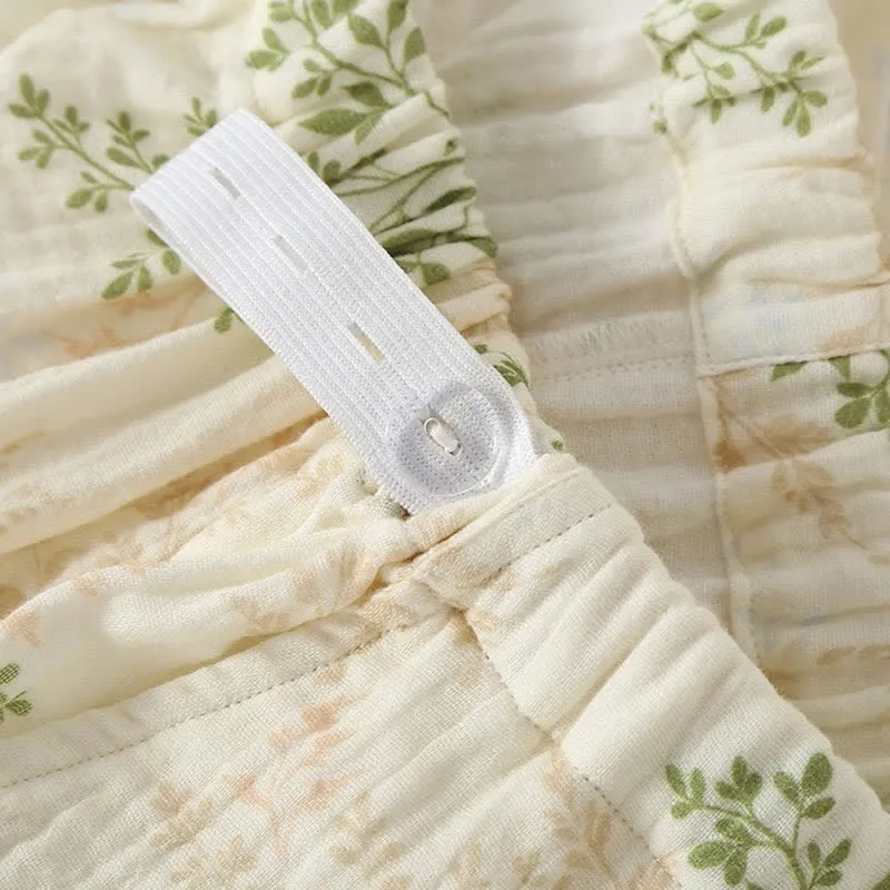 Pyjama-Set aus Baumwollgaze mit botanischem Blattmotiv
