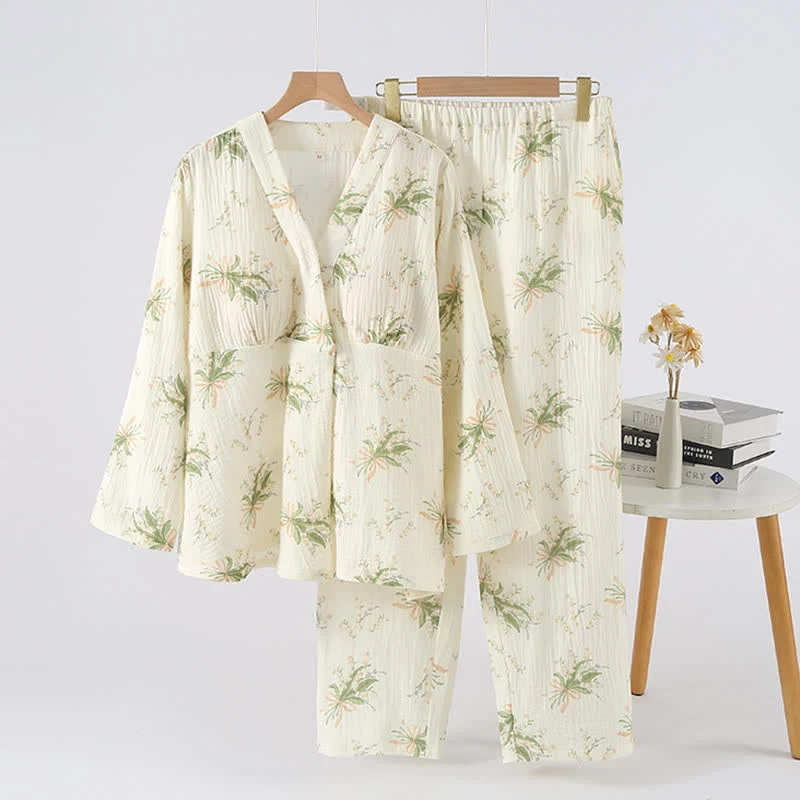 Pyjama-Set aus Baumwollgaze mit Blumenstrauß