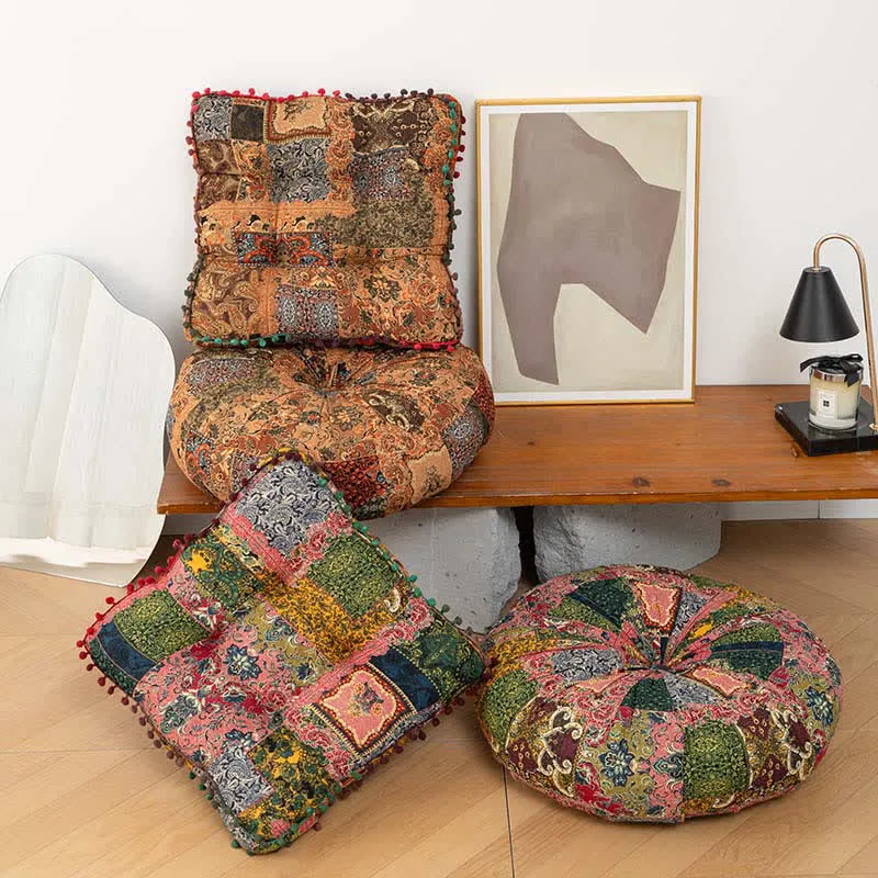Bodenkissen im Boho-Patchwork-Mandala-Stil