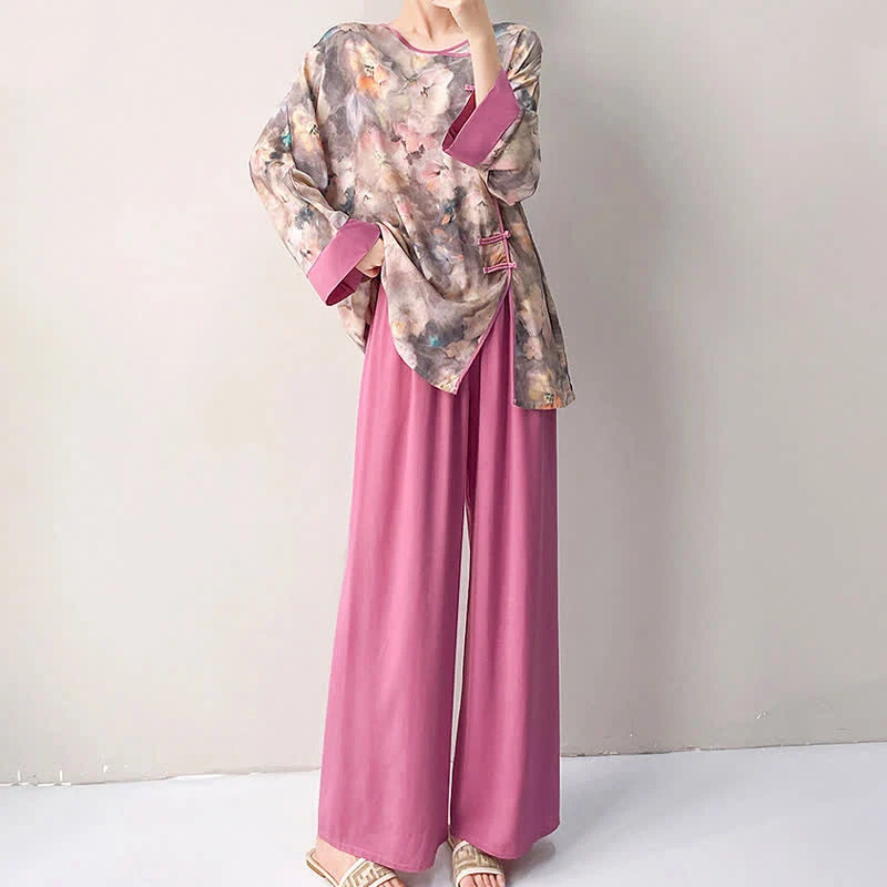 Künstlerisches Loungewear-Set mit floralem, orientalisch inspiriertem Muster