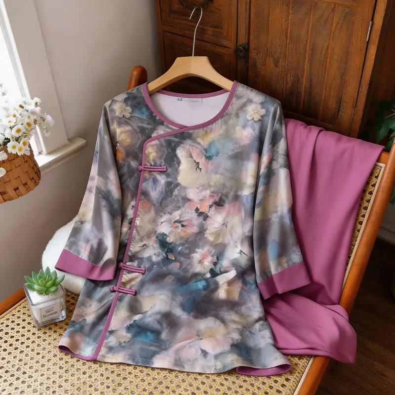 Künstlerisches Loungewear-Set mit floralem, orientalisch inspiriertem Muster