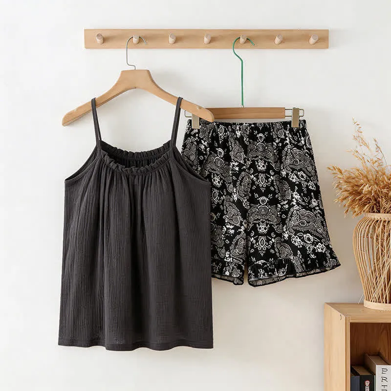 Schlafanzug-Set mit Camisole und Shorts im Vintage-Stil
