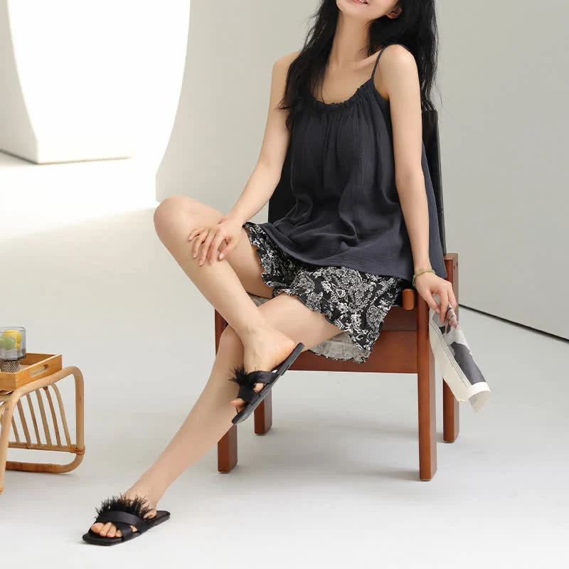 Schlafanzug-Set mit Camisole und Shorts im Vintage-Stil