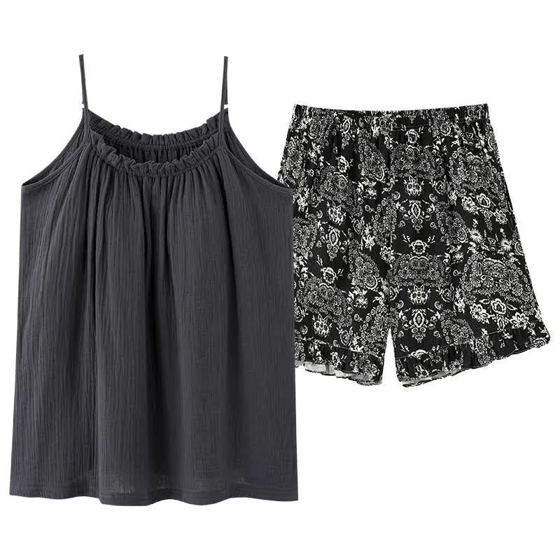 Schlafanzug-Set mit Camisole und Shorts im Vintage-Stil