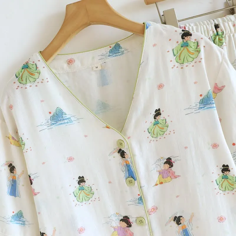 Vintage-Baumwollpyjama im orientalischen Prinzessinnen-Stil (3-teilig)