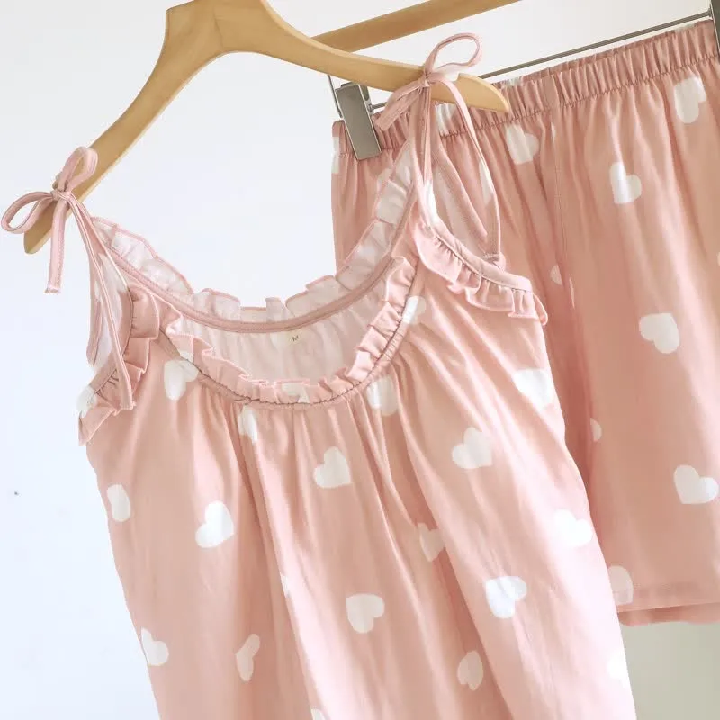 Baumwoll-Doppelgaze-Herz-Cami-Pyjama