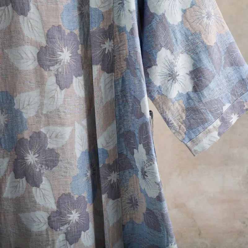 Kimono-Bademantel aus Baumwollgaze mit Kirschblütenmuster