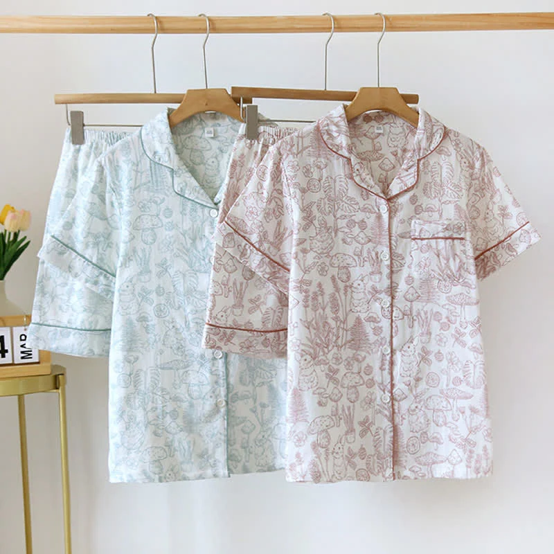 Refresh Bunny Forest Baumwollgaze-Pyjama