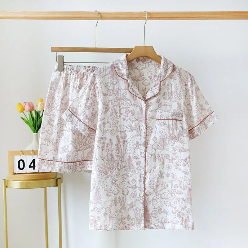 Refresh Bunny Forest Baumwollgaze-Pyjama