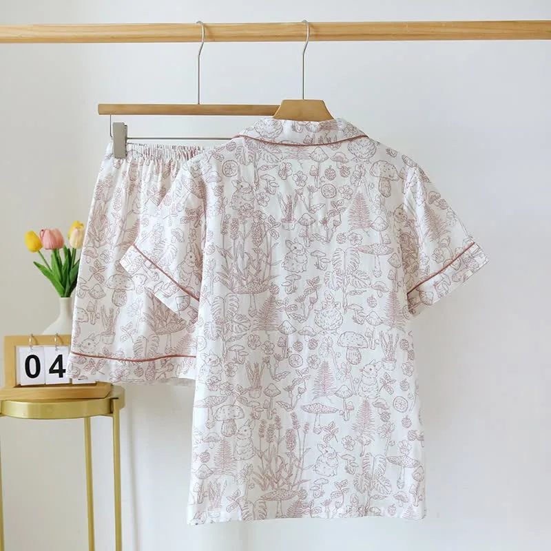 Refresh Bunny Forest Baumwollgaze-Pyjama