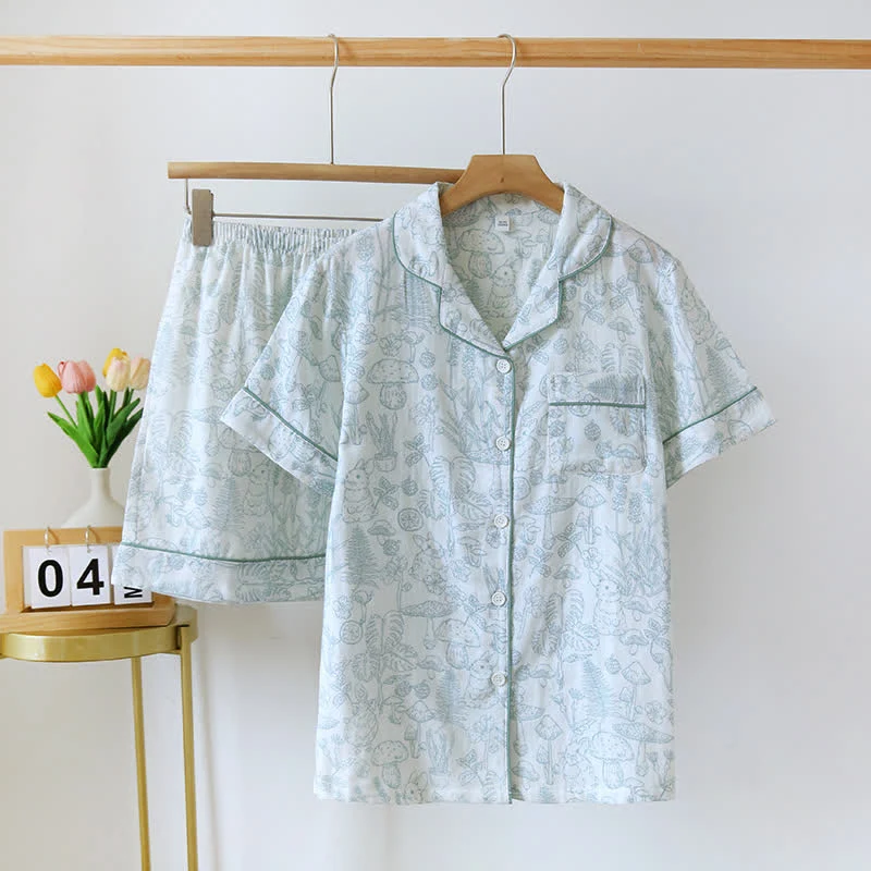 Refresh Bunny Forest Baumwollgaze-Pyjama
