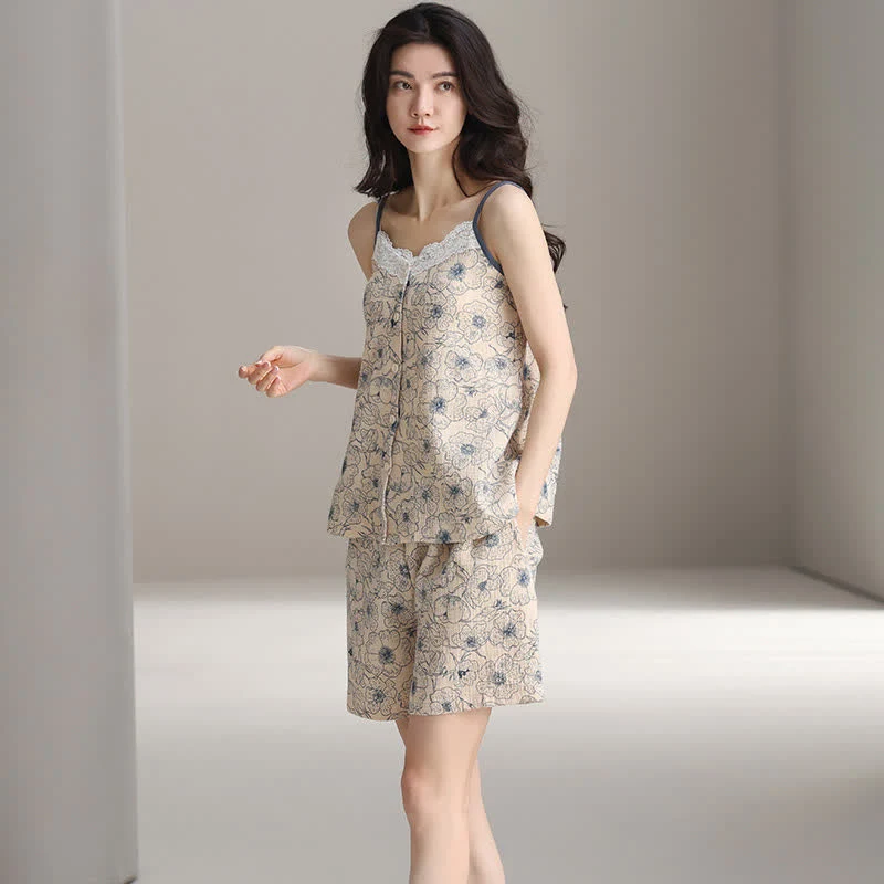 Ärmelloses Pyjama-Set mit Blumenmuster von Artistic Line