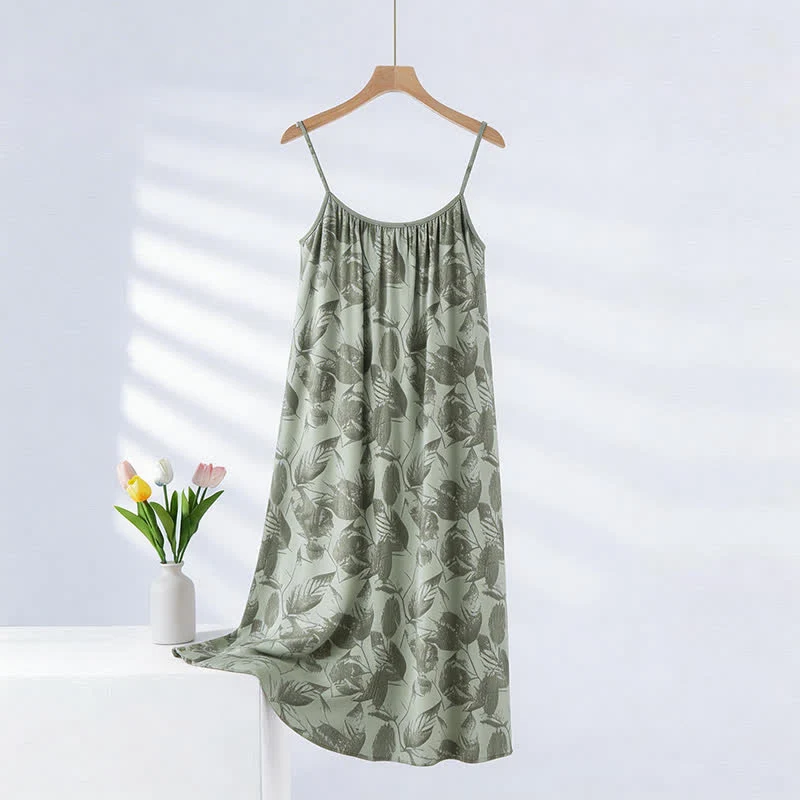 Künstlerisches grünes Blatt-Camisole-Nachthemd
