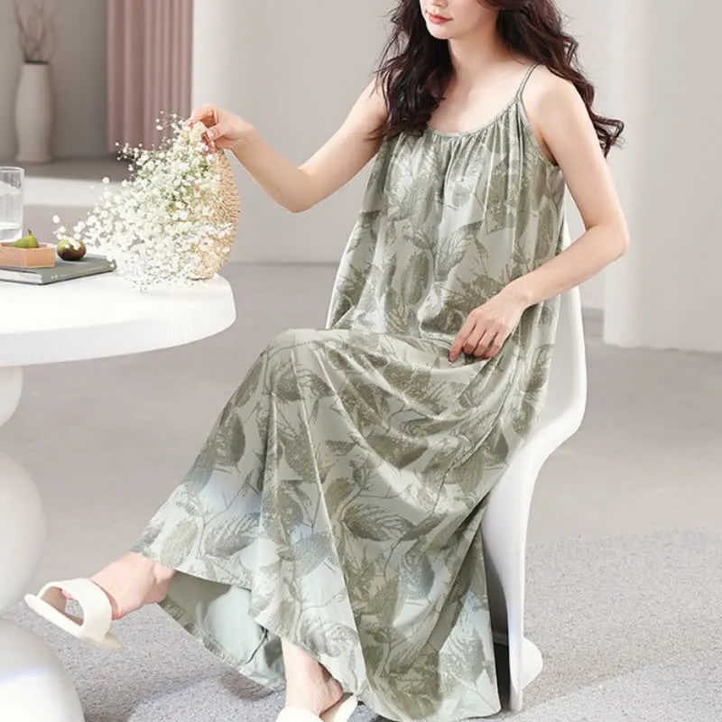 Künstlerisches grünes Blatt-Camisole-Nachthemd