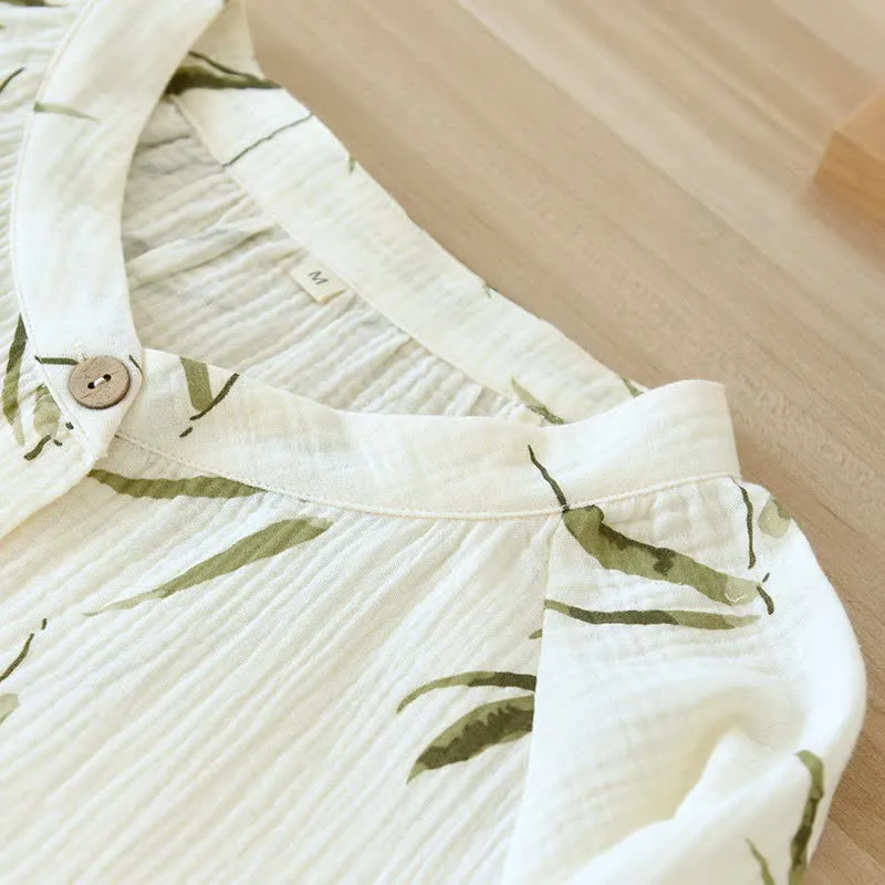 Pyjama-Set aus Baumwolle mit botanischem Bambusdruck
