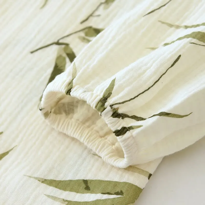 Pyjama-Set aus Baumwolle mit botanischem Bambusdruck