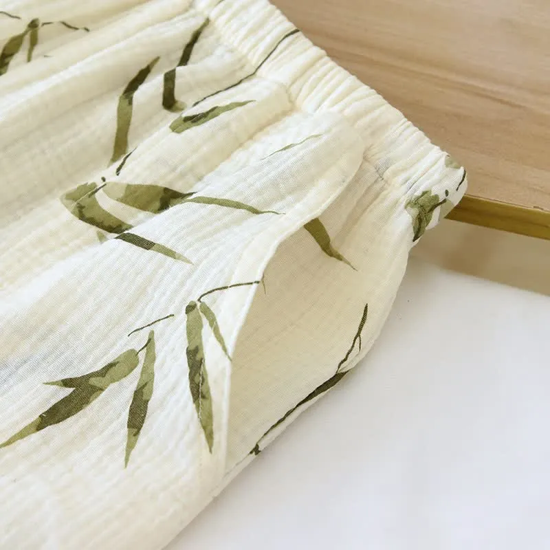 Pyjama-Set aus Baumwolle mit botanischem Bambusdruck