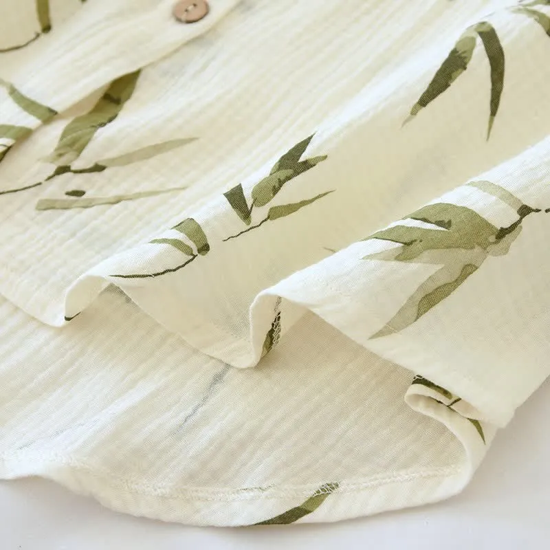 Pyjama-Set aus Baumwolle mit botanischem Bambusdruck