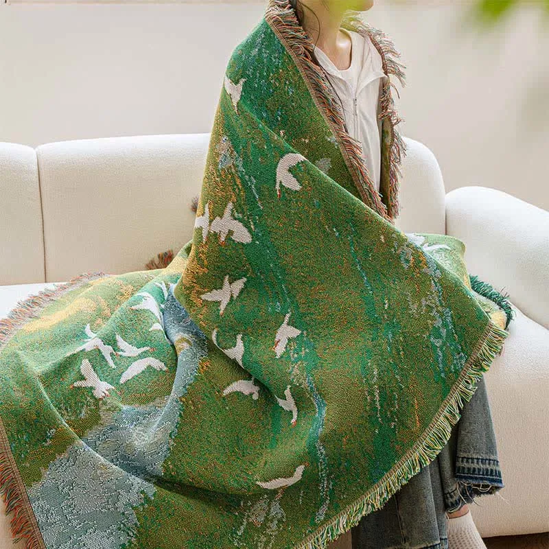 Vogel-Überwurfdecke im Stil eines Ölgemäldes