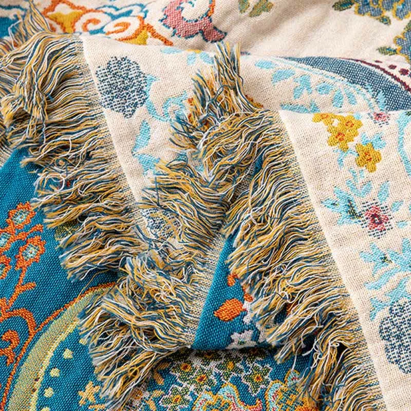 Vintage-Steppdecke aus Baumwolle mit Quasten