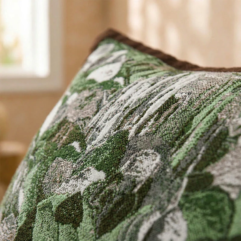 Jacquard-Kissenbezüge aus Baumwolle mit Waldknöpfen (2 Stück)