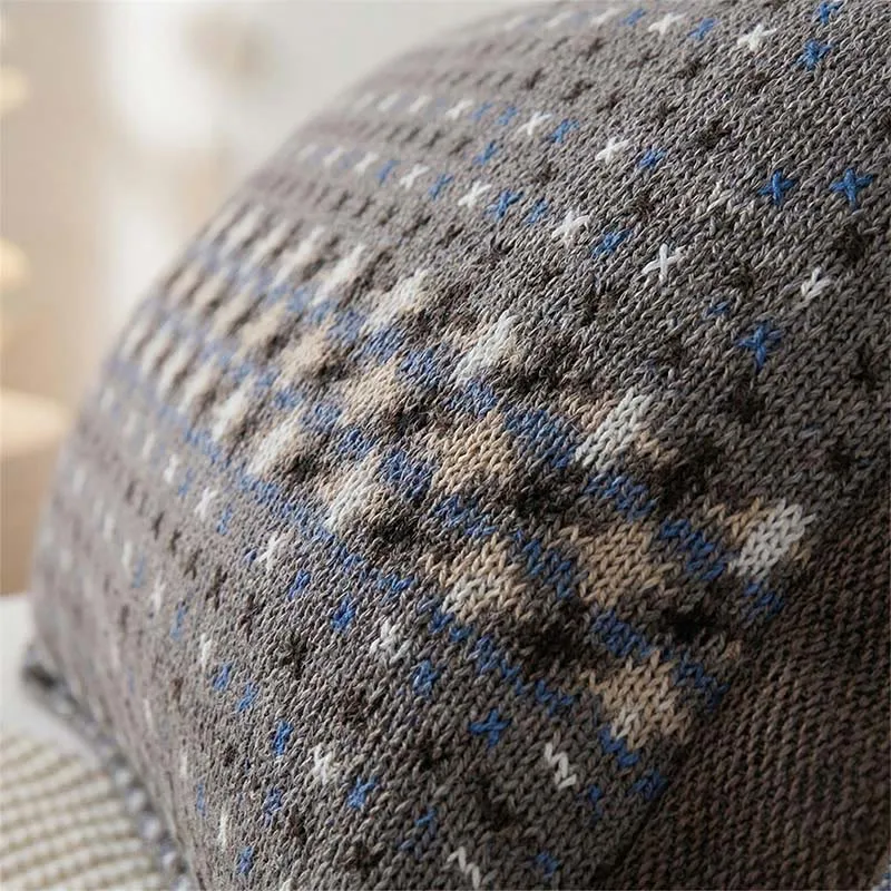 Jacquard-Strick-Kissenbezüge aus Baumwolle mit Knöpfen (2 Stück)