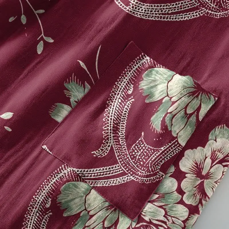 Luxuriöser Kimono-Bademantel aus doppellagigem Baumwollgaze mit Pfingstrosenmuster