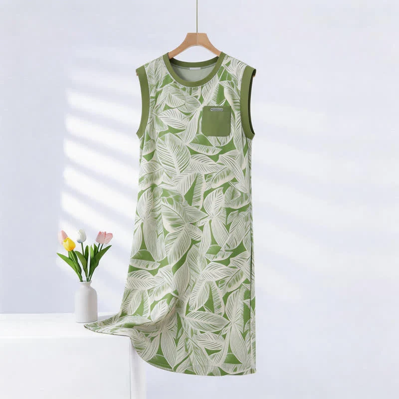 Ärmelloses Loungekleid aus botanischer Baumwolle