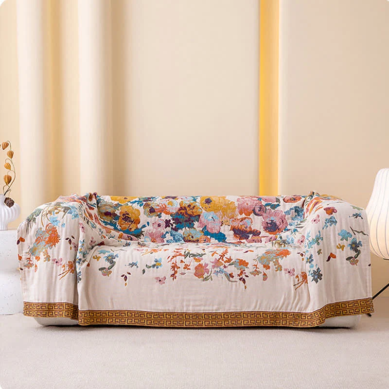 Steppdecke aus reiner Baumwolle mit Blumenmuster