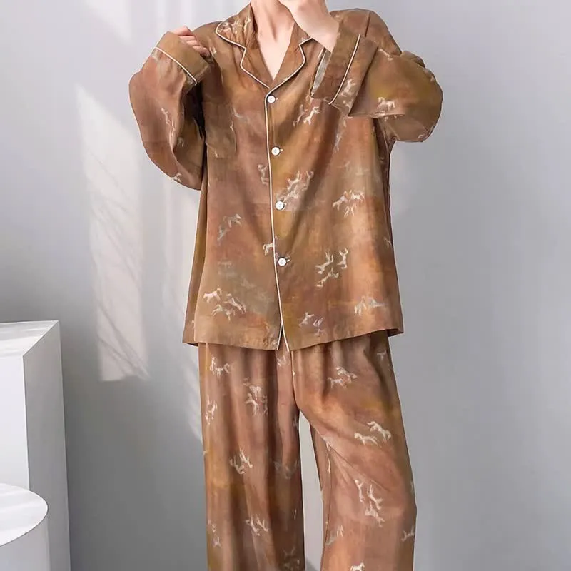 Vintage-Pyjama-Set mit Pferdemuster
