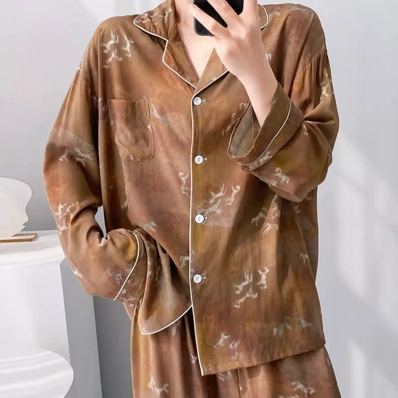 Vintage-Pyjama-Set mit Pferdemuster