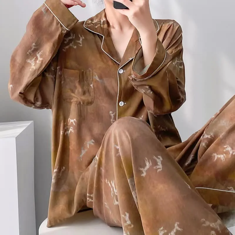 Vintage-Pyjama-Set mit Pferdemuster