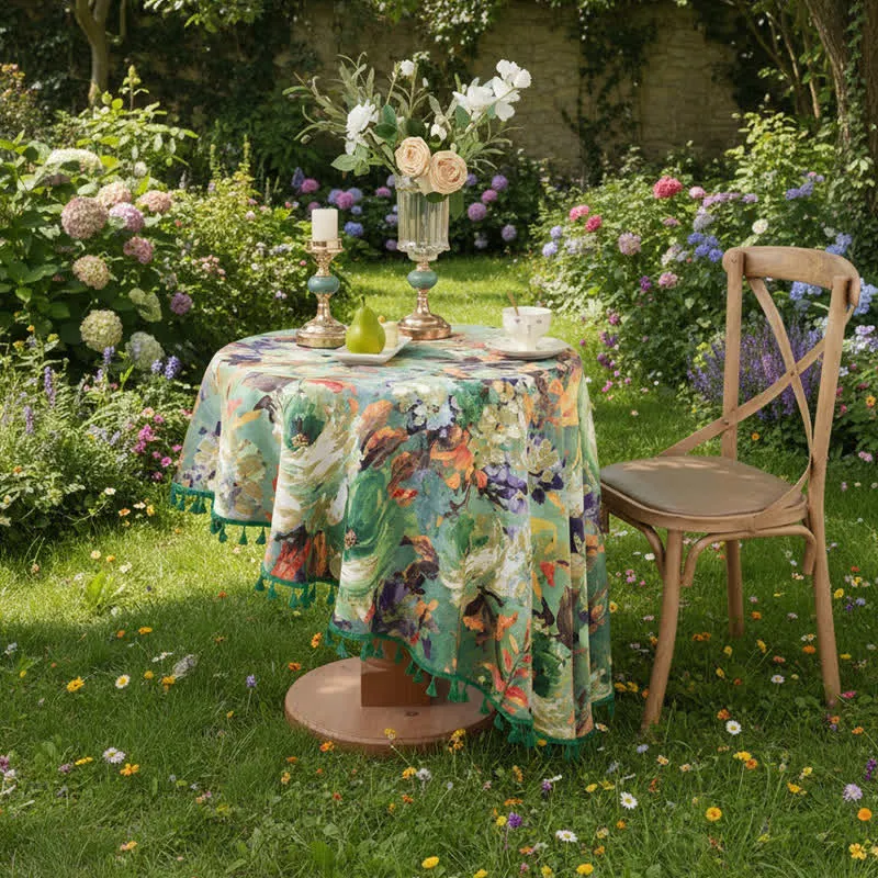 Impressionistische Ölgemälde-Jacquard-Tischdecke