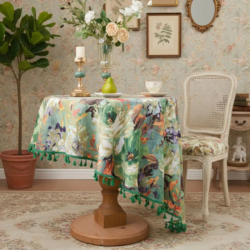 Impressionistische Ölgemälde-Jacquard-Tischdecke