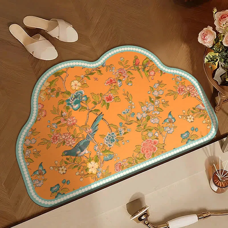 Orientalische Blumen- und Vogel-Badematte aus Kieselgur