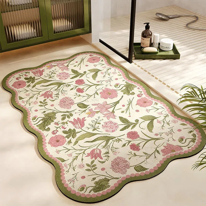 Kleine, saugfähige Fußmatte mit Blumenmuster
