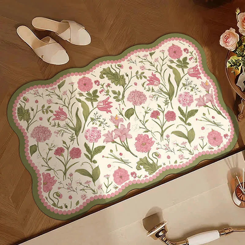 Kleine, saugfähige Fußmatte mit Blumenmuster