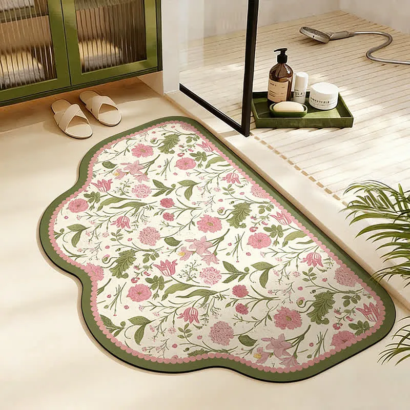 Kleine, saugfähige Fußmatte mit Blumenmuster