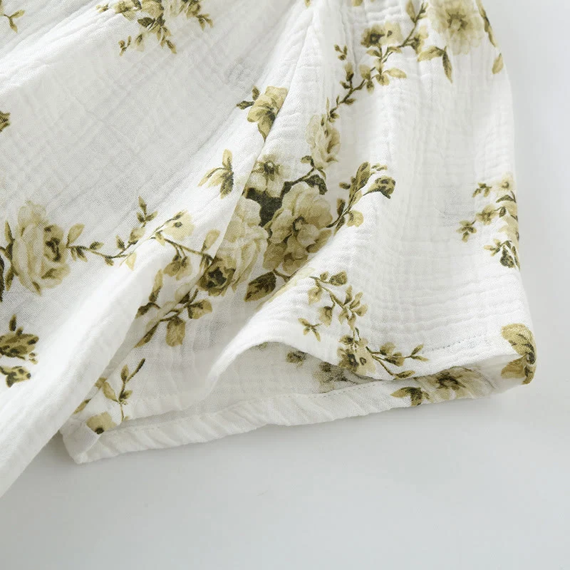 Vintage-Pyjama-Set aus Baumwollgaze mit Pfingstrosenmuster