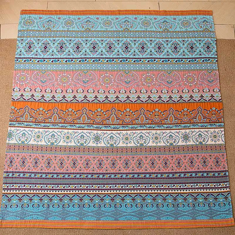 Baumwoll-Steppdecke mit Retro-Streifenmuster