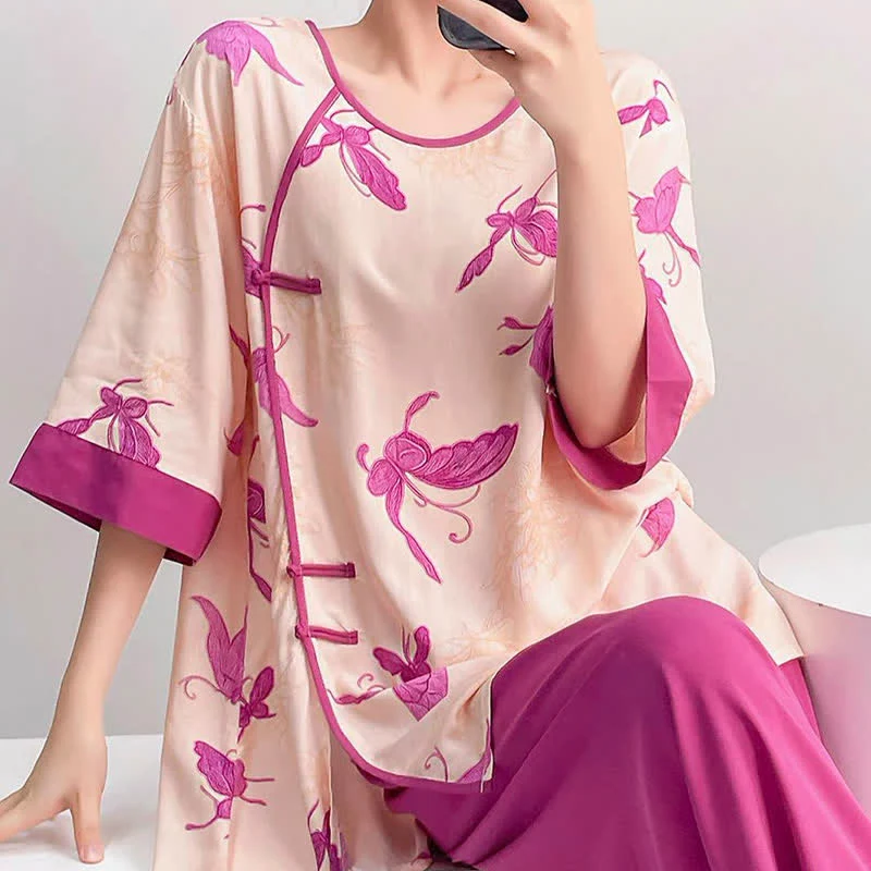 Artsitic Butterfly Loungewear-Set im östlichen Stil
